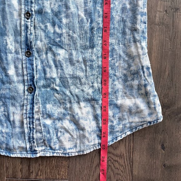 Lovestitch Bleached Blue Plaid Button Up Shirt NWT Size S Cotton Western Casual - Picture 7 of 7